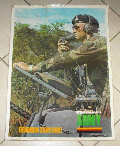 ORIGINAL RHODESIA ARMY TERRORISM STOPS HERE RECRUITING POSTER