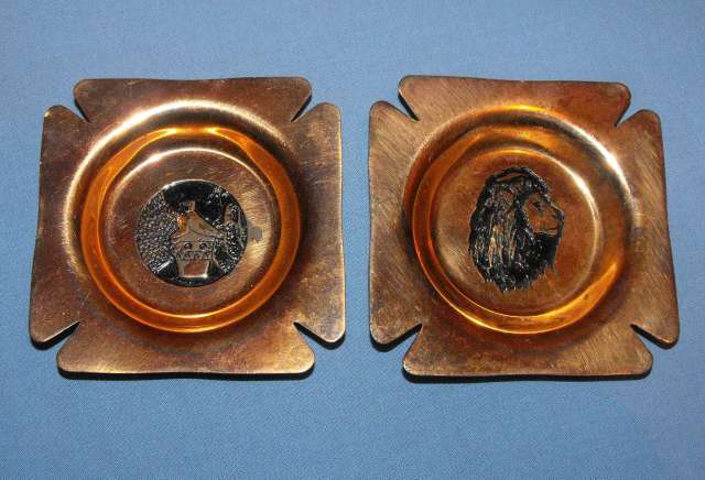 2 OLD MADE IN RHODESIA COPPER ASHTRAYS