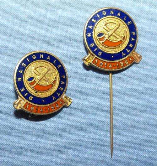 2 OLD NASIONALE PARTY 1964 LAPEL PIN BADGES