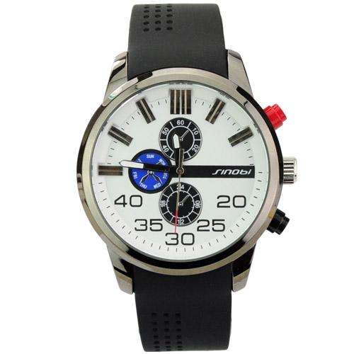 NEW SINOBI BLACK RUBBER QUARTZ MENS WATCH