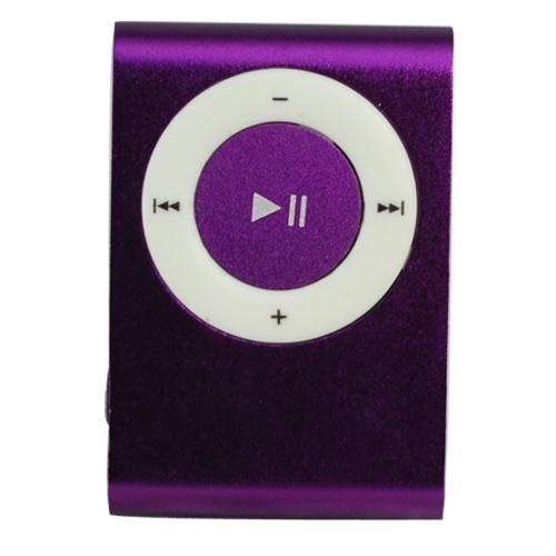 USB Rechargeable Mini Clip MP3 Player with Micro SD/TF Card Slot - Purple (Local Stock)