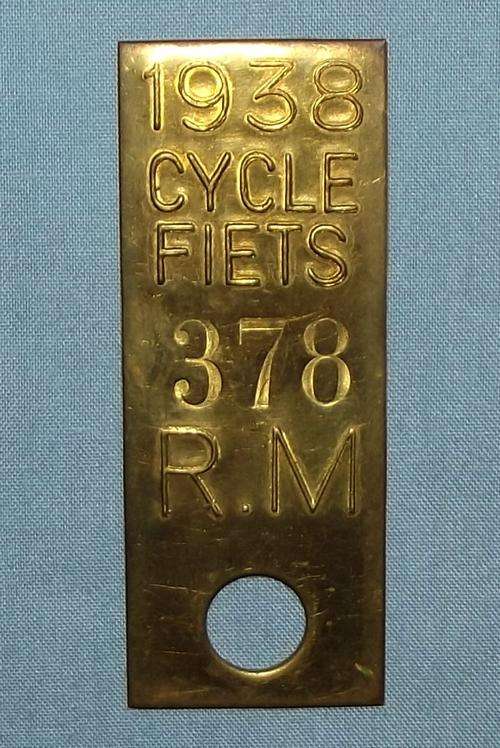 1938 Robertson Municipality Biligual Brass Bicycle License