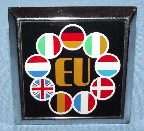 Old European Union Nine Flags Metal Car Bumper Badge