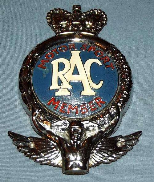 Vintage Royal Automobile Club RAC Motor Sport Member Car Bumper Badge