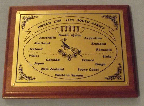 1995 Rugby World Cup South Africa Plaque