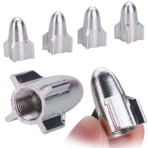 4 Piece Rocket Shaped Car Tyre Air Valve Cap Set - Silver (Local Stock)