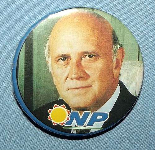 Old South African National Party FW de Klerk Election Badge