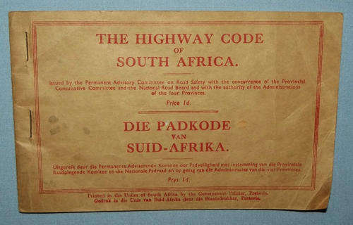 Old 1940's SA Padkode Highway Code Booklet