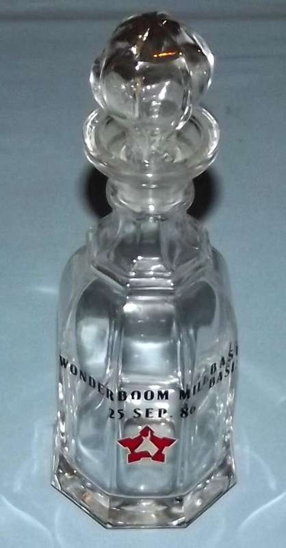 SADF 1986 Wonderboom Military Base Glass Whisky Decanter
