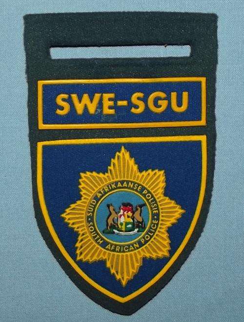 Old SA Police Special Guard Unit Blue Rubber Shoulder Flash