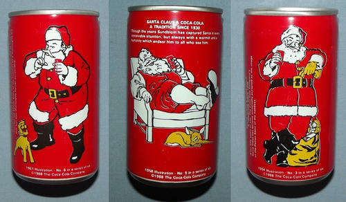 1988 Coca Cola Santa Claus Series Coke Cans
