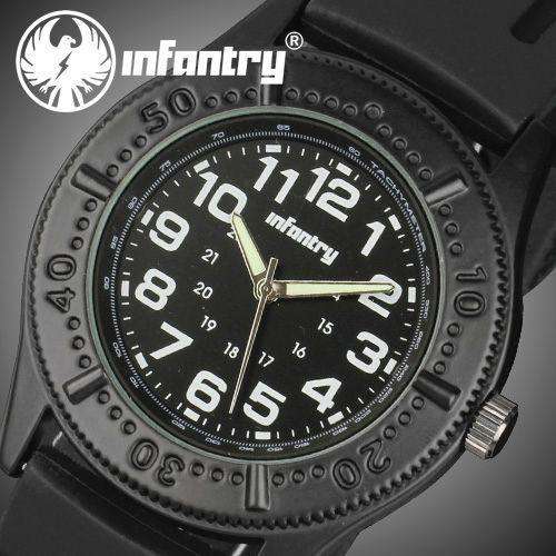 *FREE DELIVERY* INFANTRY Military Black Stealth Rubber Band Watch BOXED w/ GUARANTEE CARD