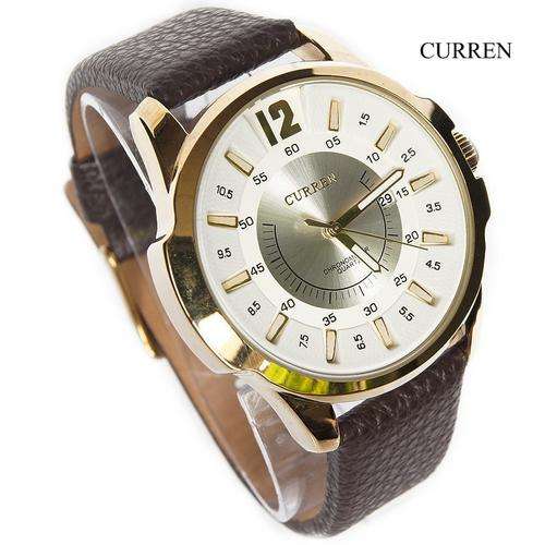 *FREE DELIVERY* CURREN Chronometer Quartz White Dial Leather Strap Watch BRAND NEW w/ TAGS