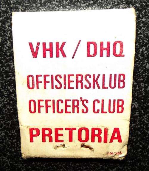 Old SADF DHQ Officer's Club Pretoria Matchbox