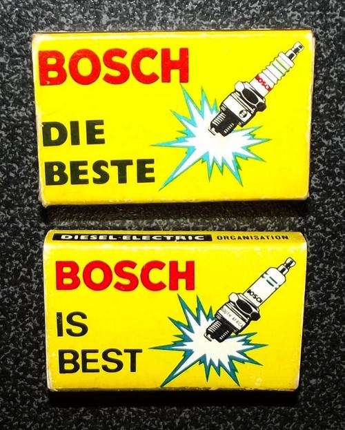 Old BOSCH Bilingual Advertising Matchboxes
