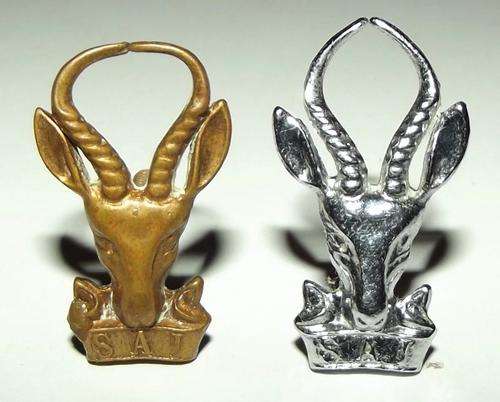 SADF Infantry "Bokkop" Brass and Chrome Beret Badges