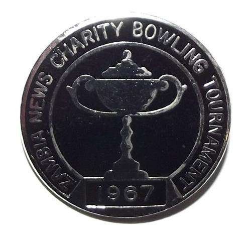 Old 1967 Zambia News Charity Bowling Tournament Metal Pin Badge