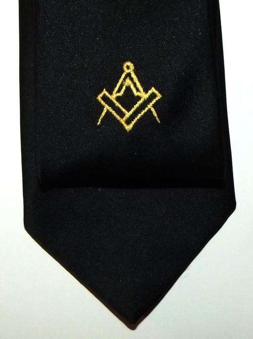 Old Masonic Freemason Black Insignia Tie