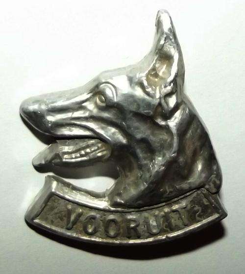 SADF Dog Centre Nickle Plated Cap Badge