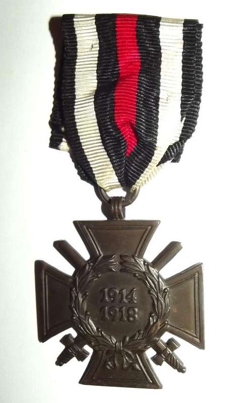 Original WW1 German Cross of Honour with Swords for Combatants Full Size Medal