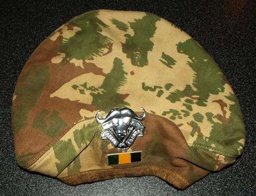SADF 32 Battalion Original Camo Beret + Badge + Bar