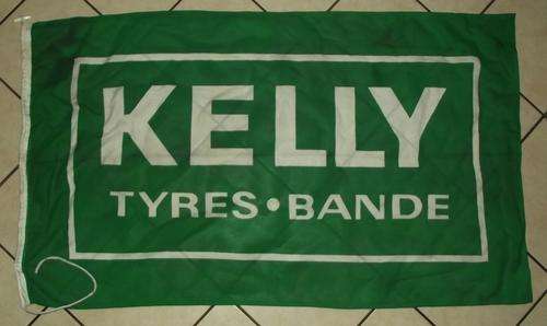 Large Old KELLY Tyres Bilingual Advertising Flag