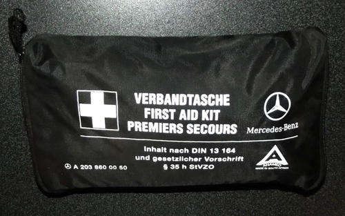 Old Mercedes Benz Black First Aid Kit - Complete