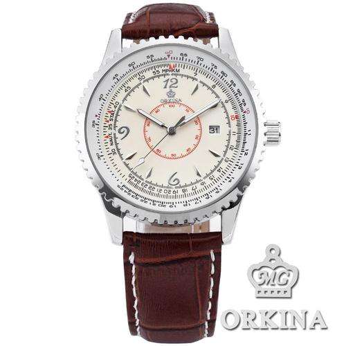 *TOP ITEM* ORKINA White Dial Quartz Leather Strap Watch FREE DELIVERY