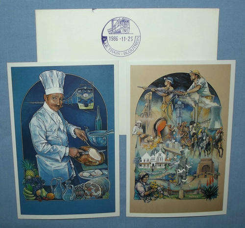 1986 SA Railways Blue Train Souvenir Postcards + Envelope