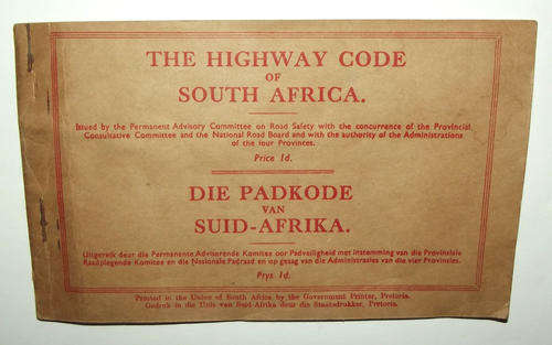 Old 1940's Padkode Highway Code of South Africa Booklet