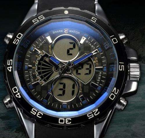 *FREE COURIER* SHARK Multifunction Dual Chronograph Quartz Watch BOXED w/ PAPERS