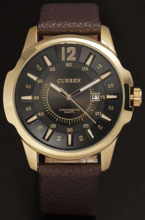 *FREE COURIER* CURREN Chronometer Quartz Black Dial Leather Strap Watch BRAND NEW w/ TAGS