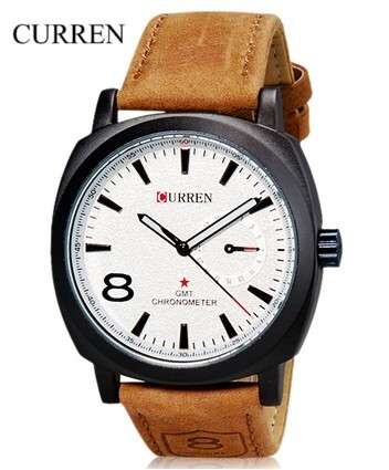 *FREE COURIER* CURREN GMT Chronometer White Dial Leather Strap Watch BRAND NEW w/ TAGS