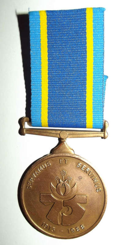 1988 SAP Police 75th Anniversary Full Size Medal - KST AJ JANSE V RENSBURG