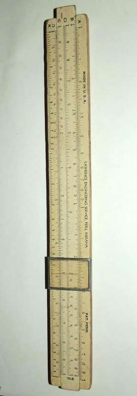 Vintage Lawrence Engineering Service, Peru, Indiana Made in USA Slide Rule