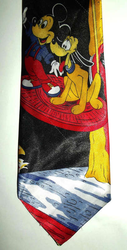 Old DISNEY Mickey Mouse and Pluto Hand Made Silk Tie
