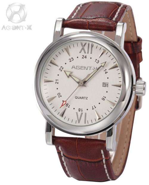 *FREE COURIER* AGENT-X Classic Perpetual Leather Quartz Watch FREE BRANDED GIFT BOX