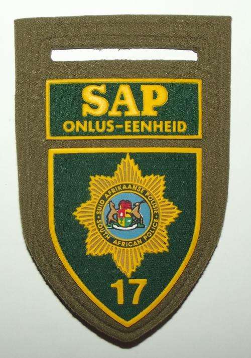 Old SAP Police Onlus-Eenheid 17 Green Rubber Arm Flash