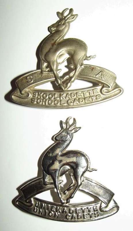 Old SA School and Union Cadets Metal Cap Badges