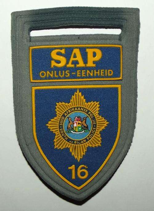 Old SAP Police Onlus-Eenheid 16 Blue Rubber Arm Flash