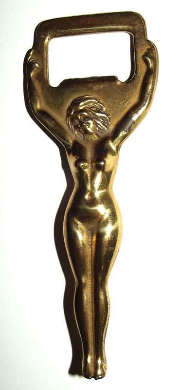 Vintage Nude Woman Made in England Brass Bottle Opener