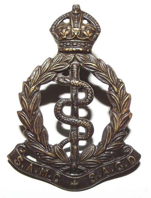 WW2 South African Medical Corps Bilingual Metal Cap Badge