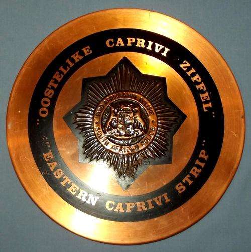 Old SA Police Caprivi Strip Border War Bilingual Copper Wall Plaque