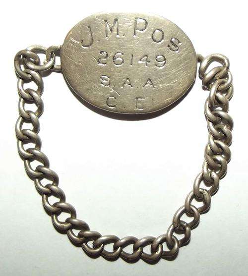 WW2 SA Artillery Sterling Silver ID Bracelet