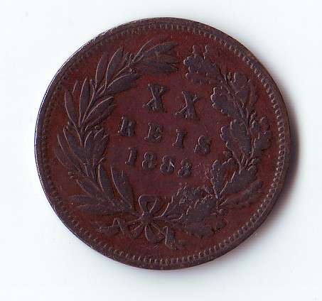 PORTUGAL XX REIS 1883 COIN