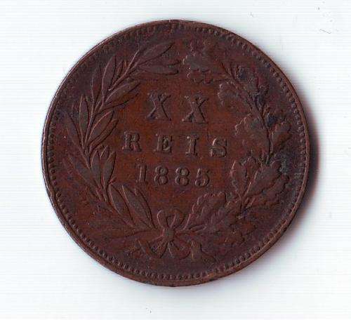 PORTUGAL XX REIS 1885 COIN