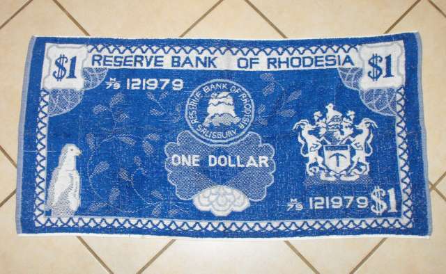 OLD RESERVE BANK OF RHODESIA ONE DOLLAR TOWEL