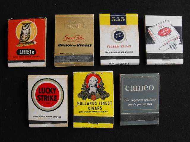 LOT OF 7 OLD CIGARETTE BRAND MATCHBOXES