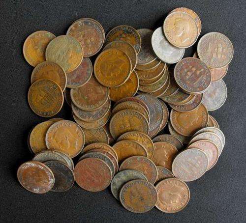LOT OF 75 UNION OF SA HALF PENNY 1940's-1950's COINS