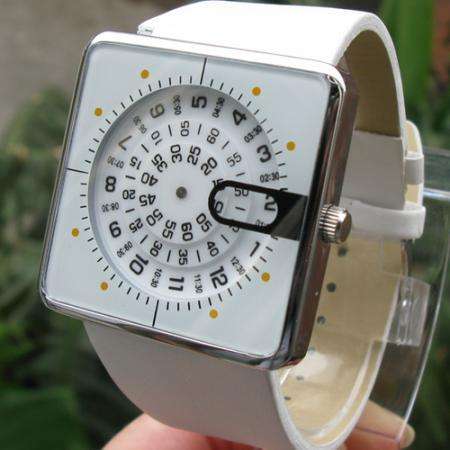 NEW JIALILEI THREE CIRCLES WHITE QUARTZ UNISEX WATCH